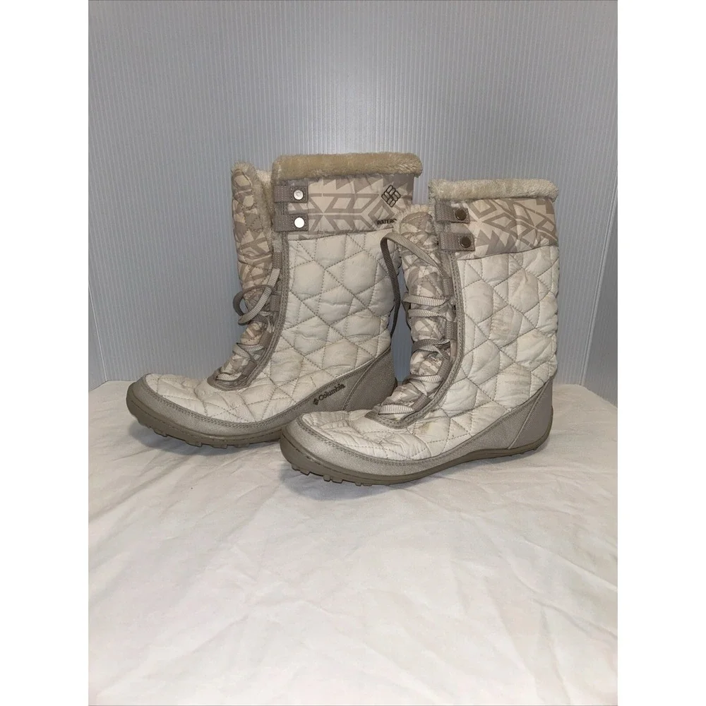 Columbia minx mid ll Stone cream‎ quilted winter boot women's size 8.5